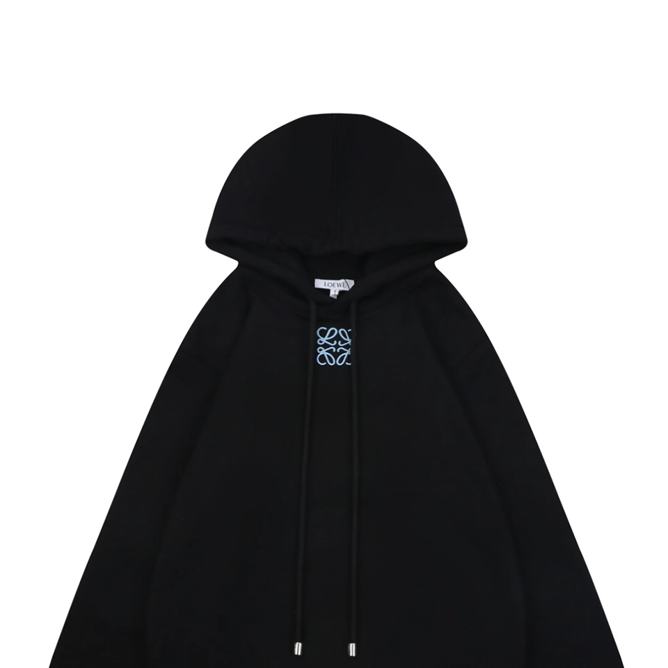 L Blue Anagram Embroidered Hoodie