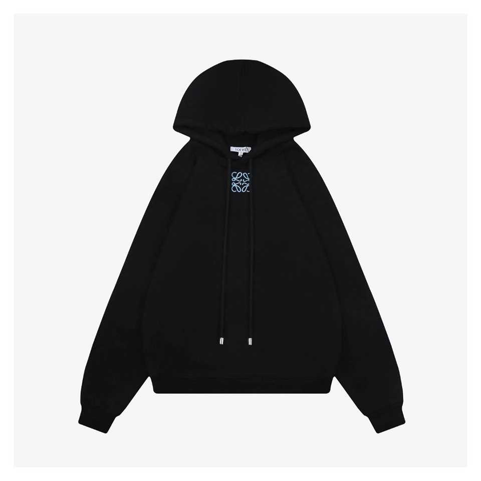 L Blue Anagram Embroidered Hoodie