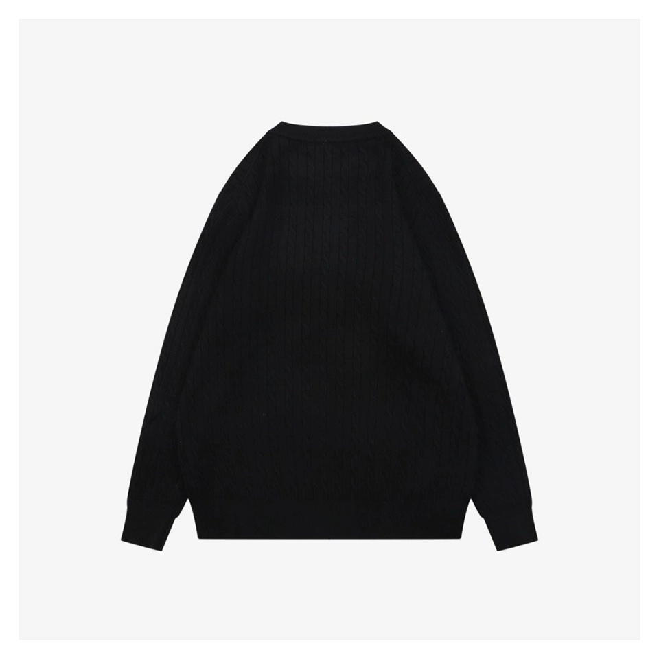 L Cable Knit Logo Crewneck Sweater