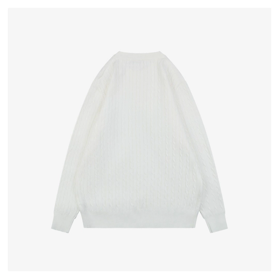 L Cable Knit Logo Crewneck Sweater