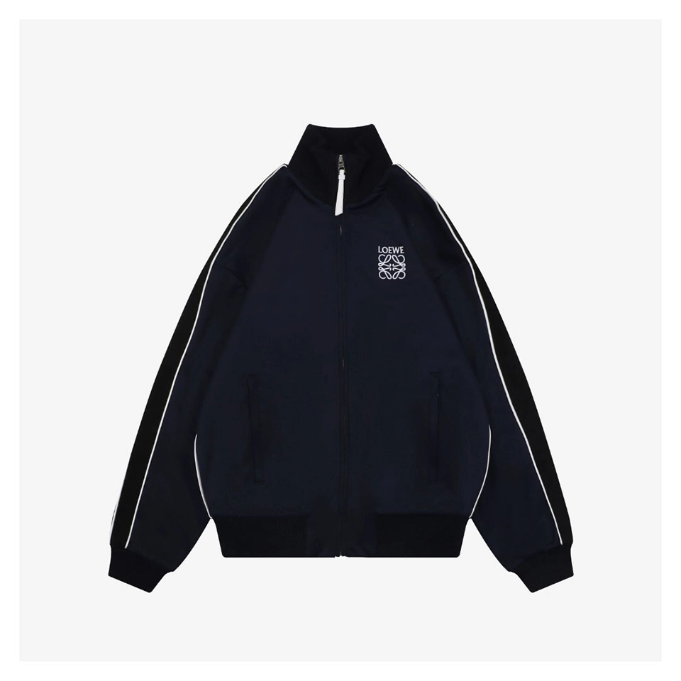 L Floral Logo Embroidered Stand Collar Jacket