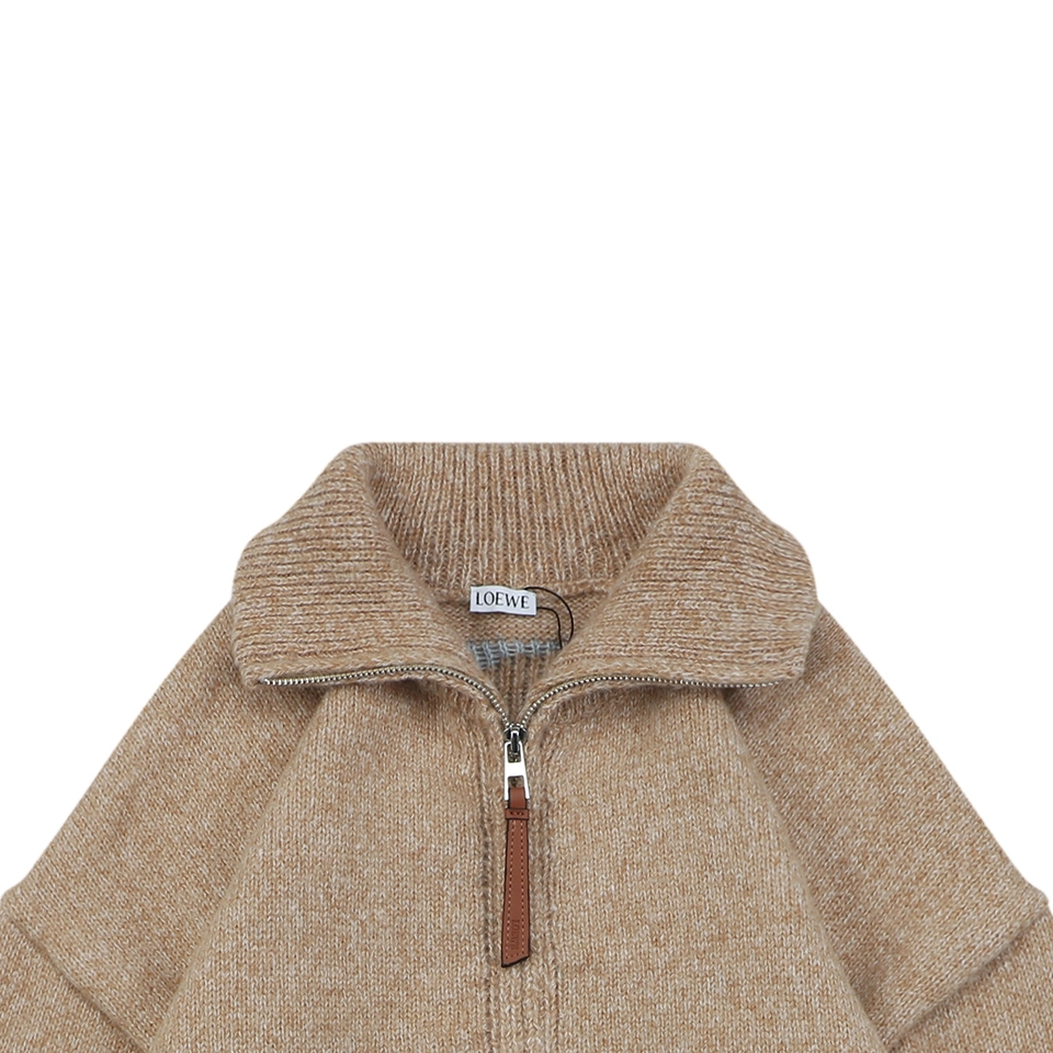 L Anagram Zip Up Knit Jacket
