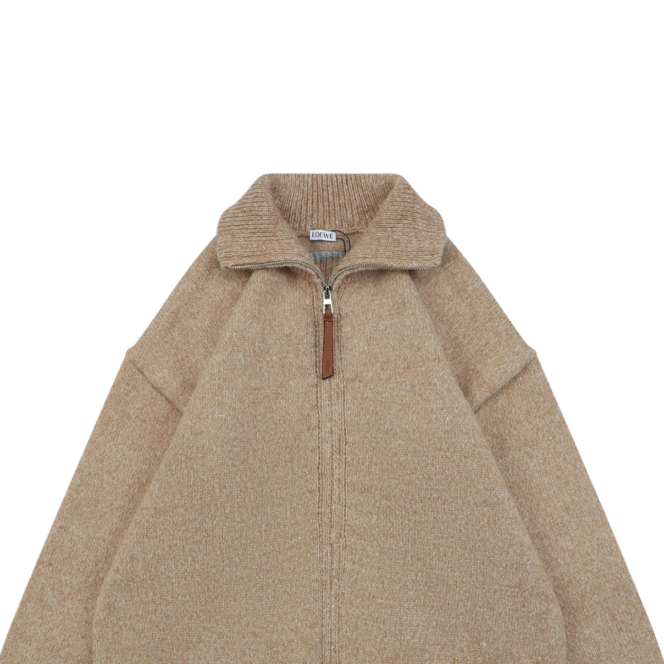 L Anagram Zip Up Knit Jacket