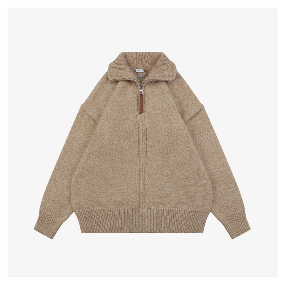 L Anagram Zip Up Knit Jacket
