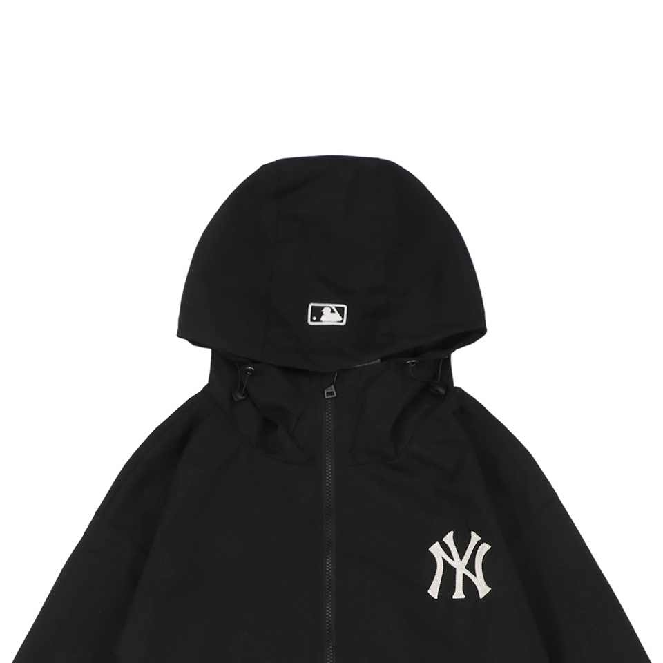 Mlb Ny Signature Lettering Back Print Hooded Jacket Black