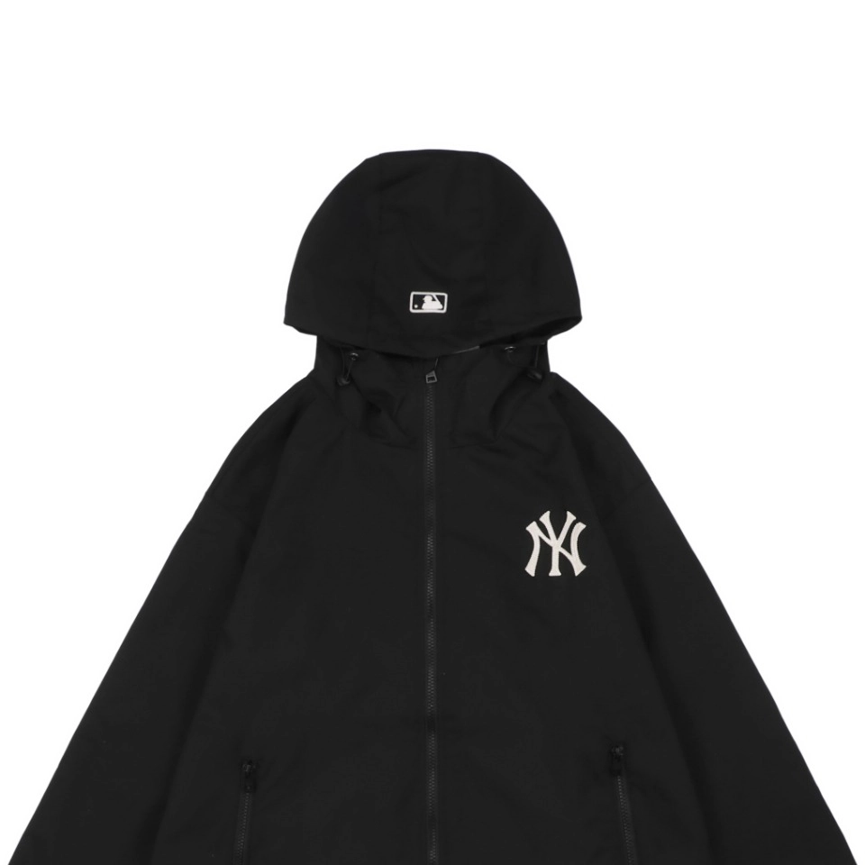 Mlb Ny Signature Lettering Back Print Hooded Jacket Black