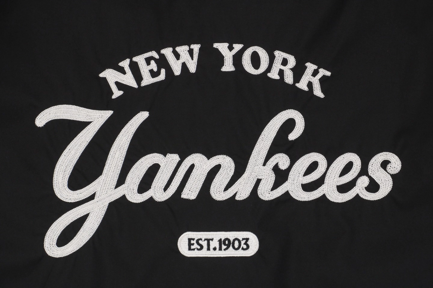 Mlb Ny Signature Lettering Back Print Hooded Jacket Black