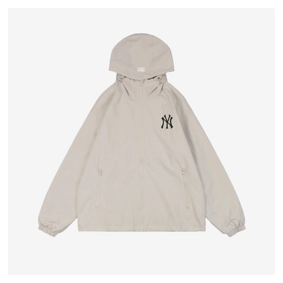 Mlb Ny Signature Lettering Back Print Hooded Jacket White