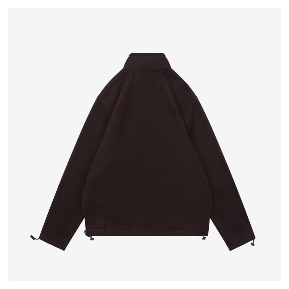 Mm Brown Fleece Stand Collar Jacket