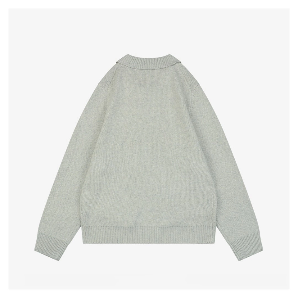 Mm Heather Grey Wool Blend Knit Zip Jacket