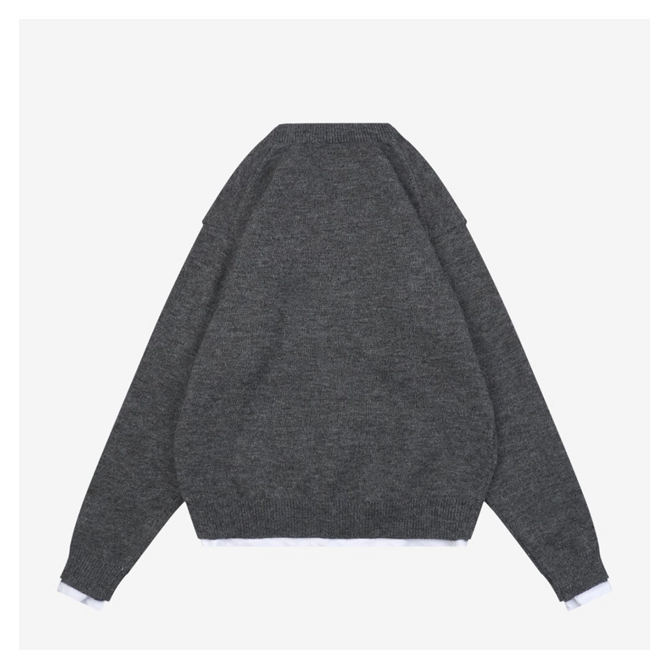 Mm Layered Look Wool Knit Sweater