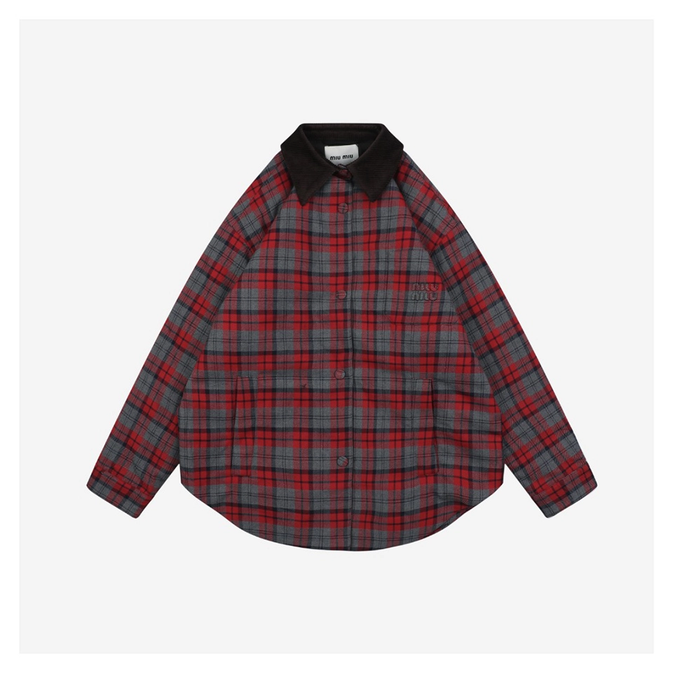 Mm Logo Plaid Padded Jacket