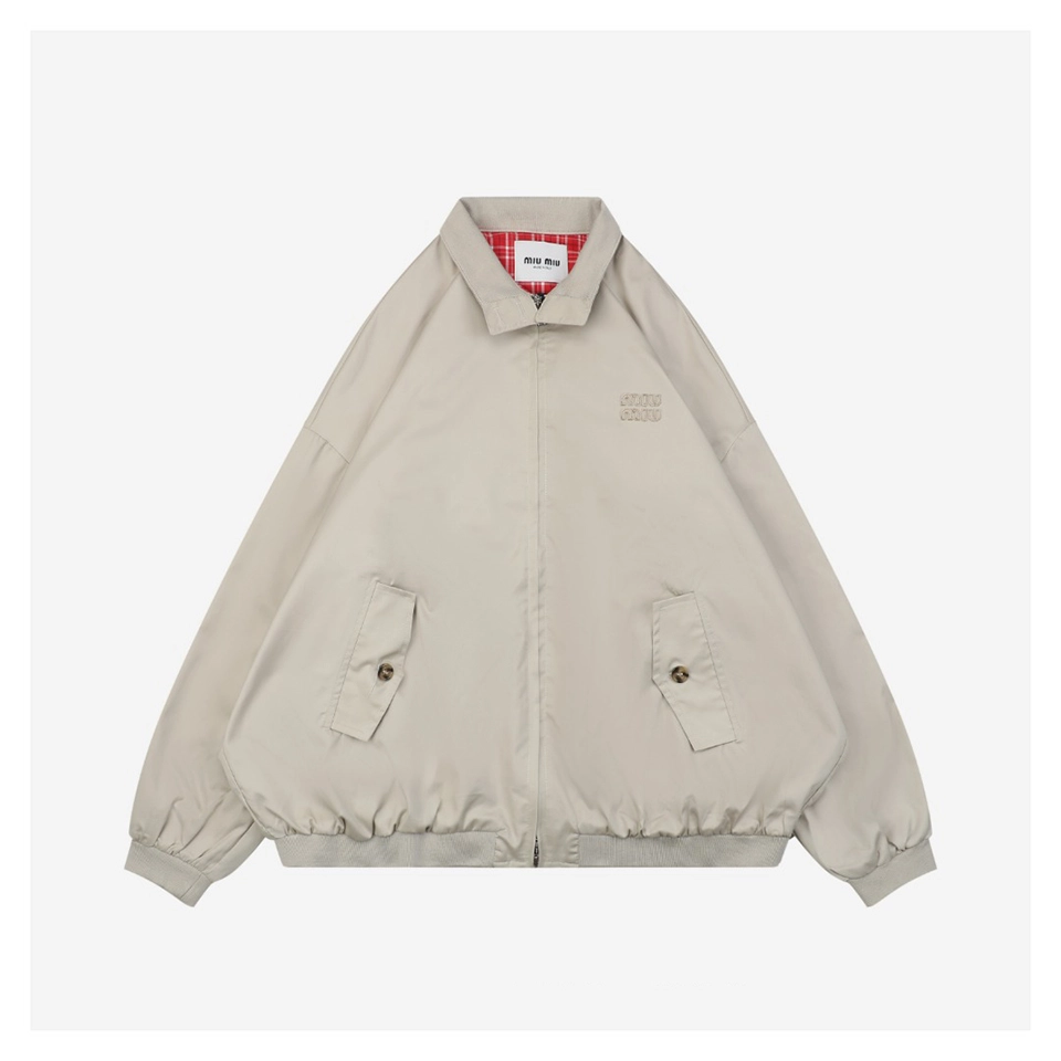 Mm Small Logo Check Lined Harrington Jacket