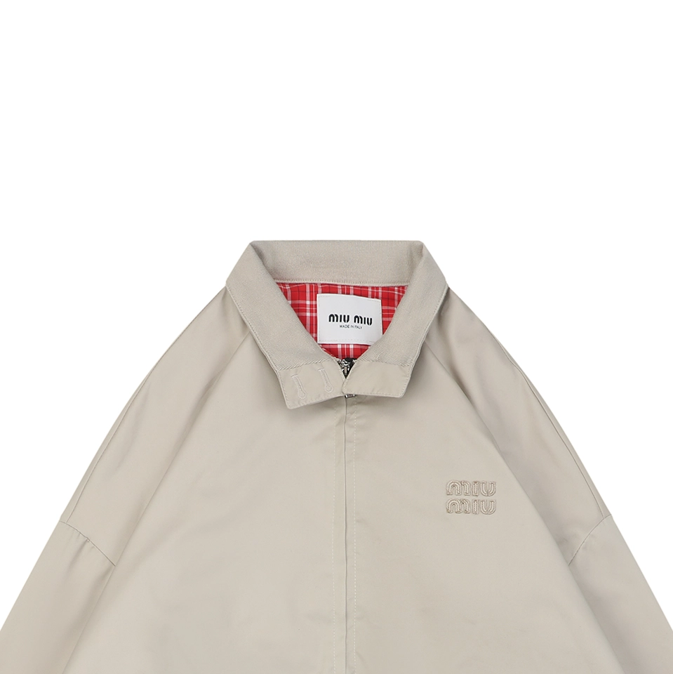 Mm Small Logo Check Lined Harrington Jacket