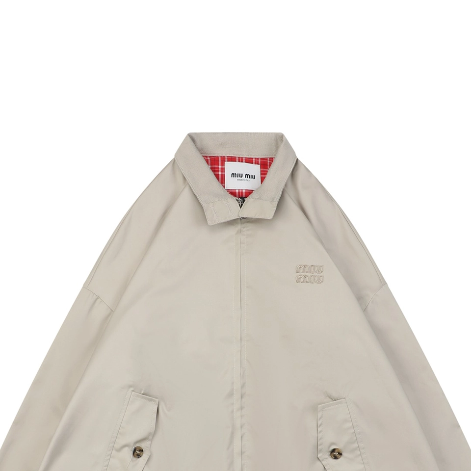 Mm Small Logo Check Lined Harrington Jacket