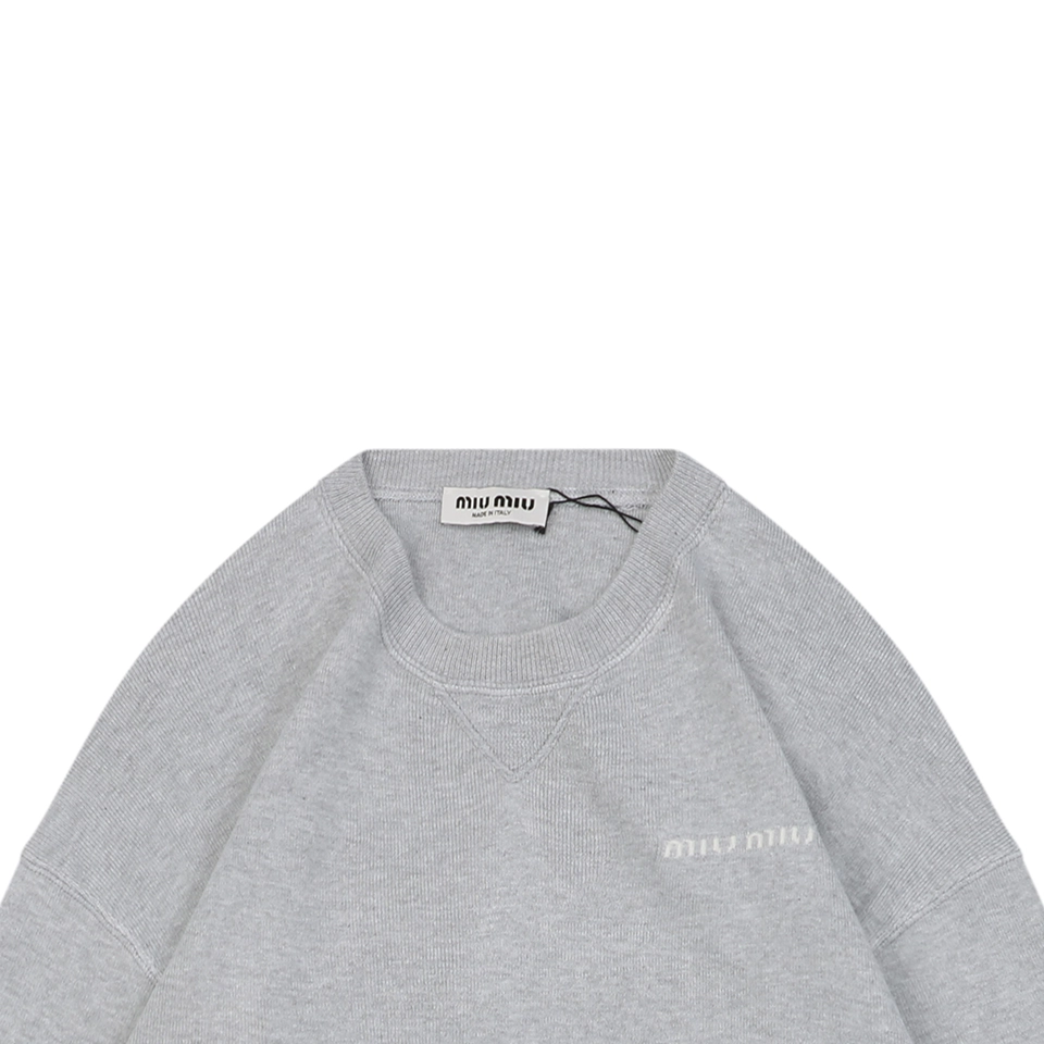 Mm Small Logo Grey Crewneck Sweater