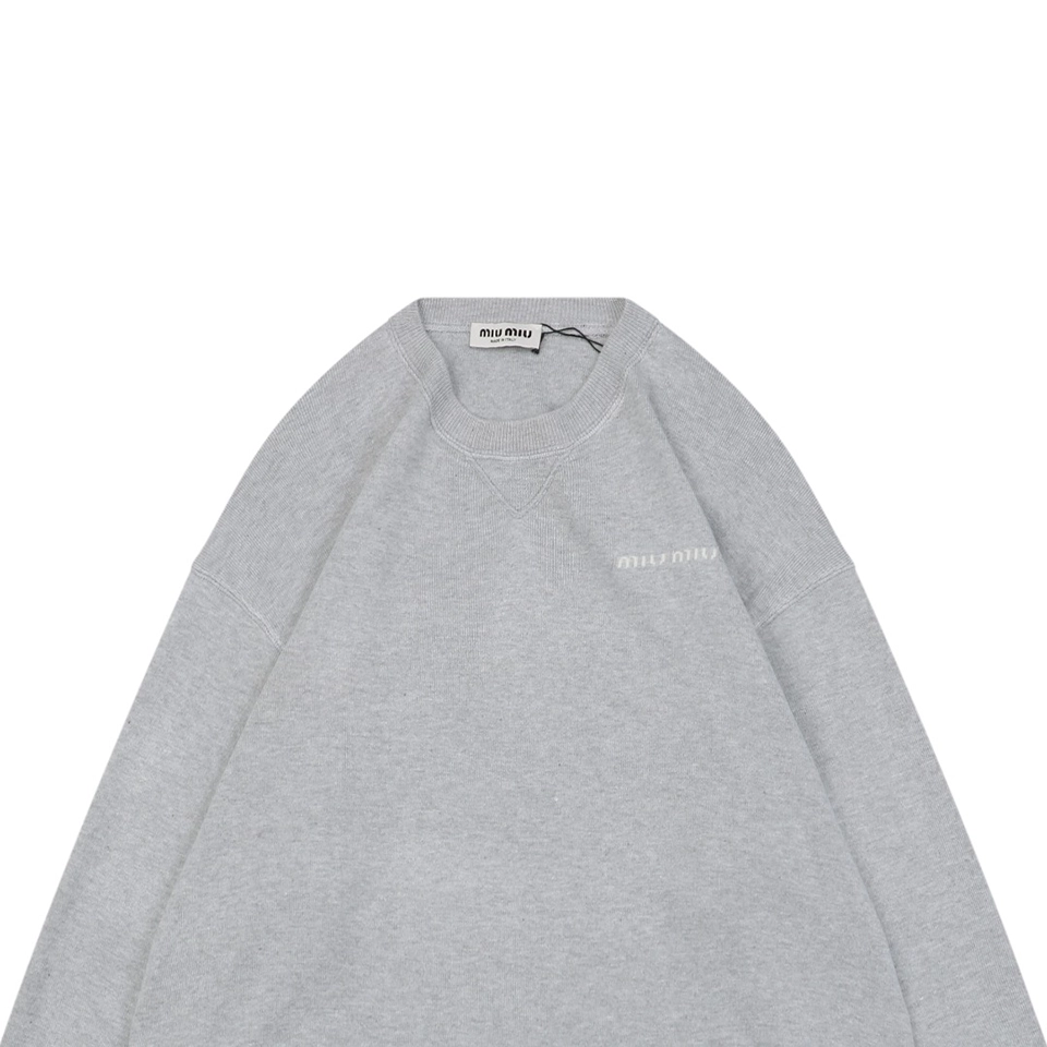 Mm Small Logo Grey Crewneck Sweater