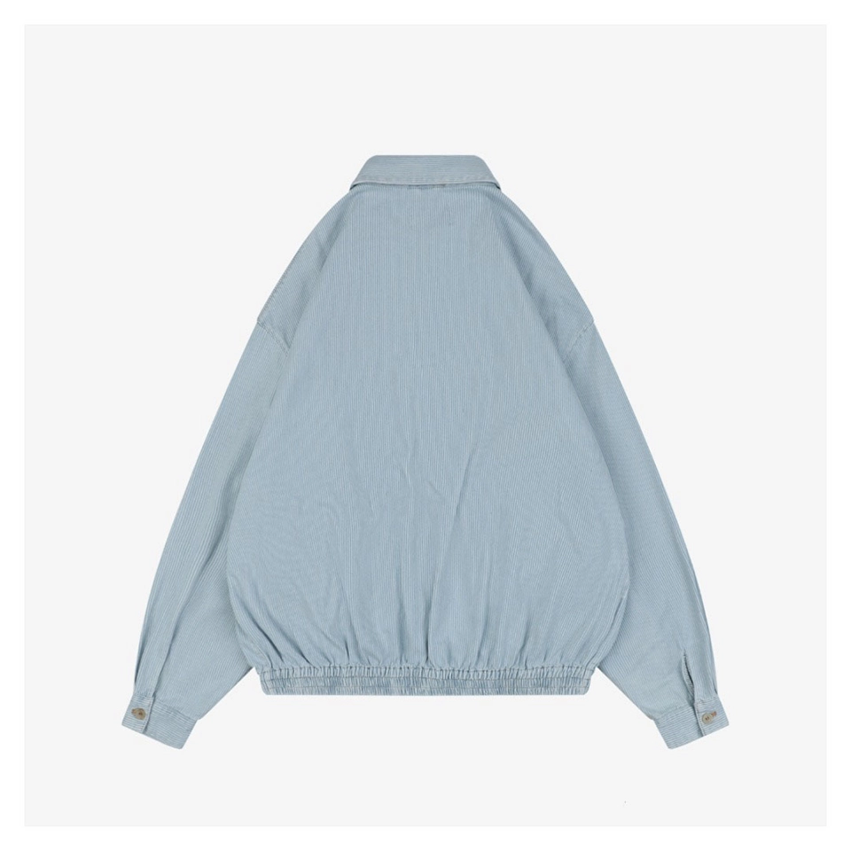 Mm Striped Denim Logo Embroidered Jacket