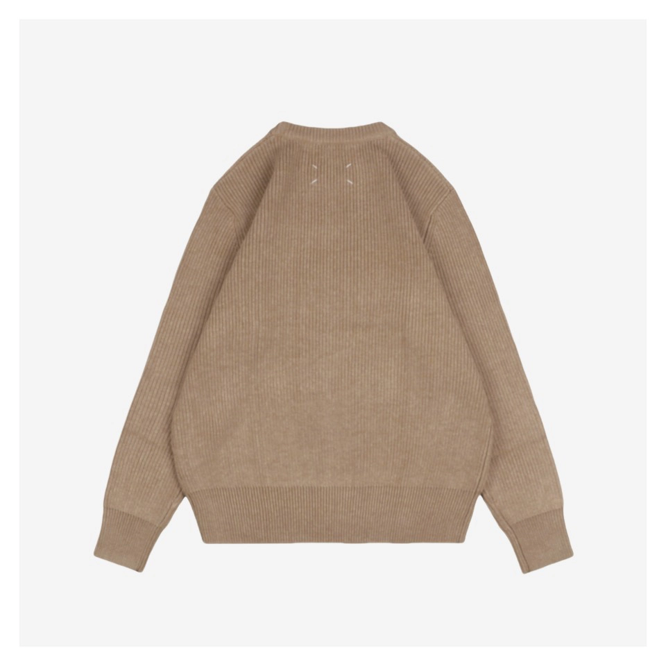 Maison Margiela Back Four Stitch Detail Plain Sweater Khaki