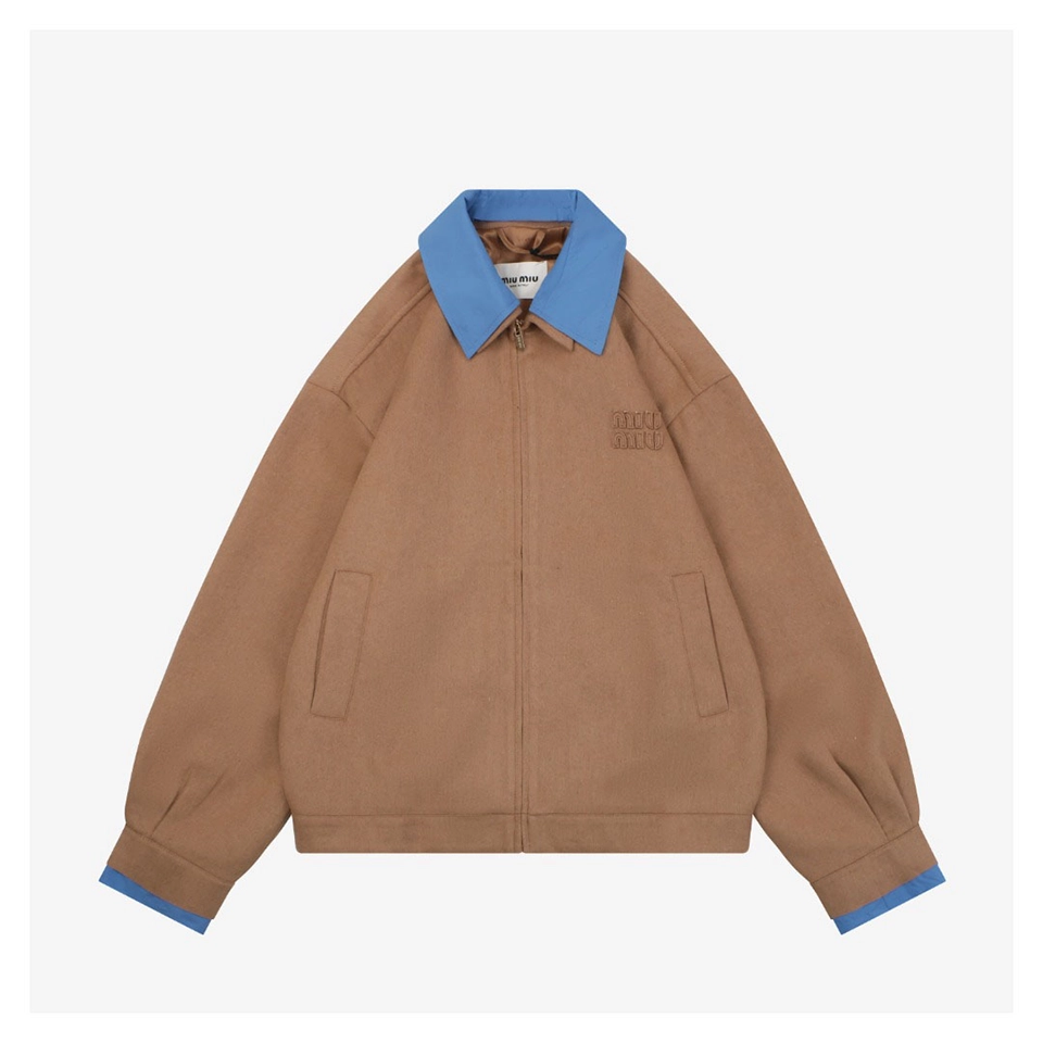 Mm Color Block Camel Hair Double Layer Jacket