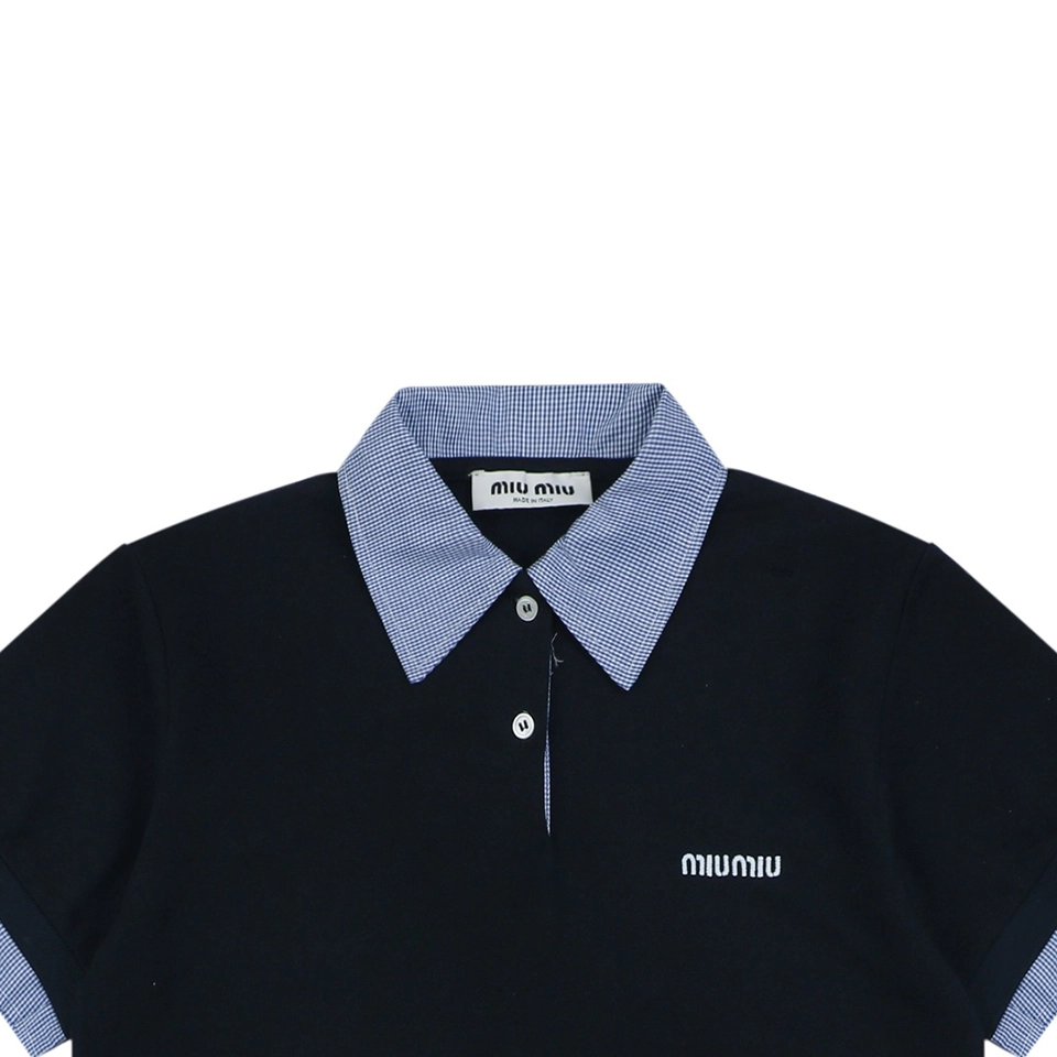 Mm Layered Check Collar Polo Shirt