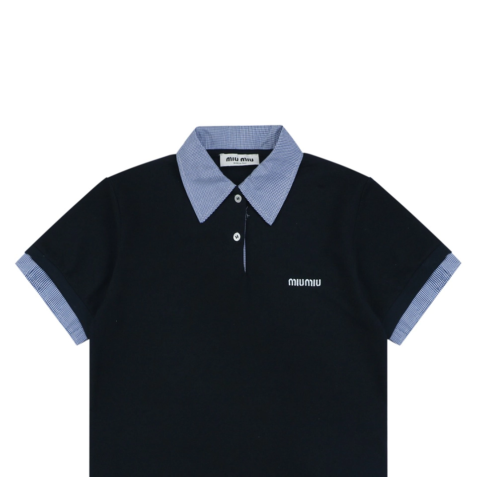 Mm Layered Check Collar Polo Shirt