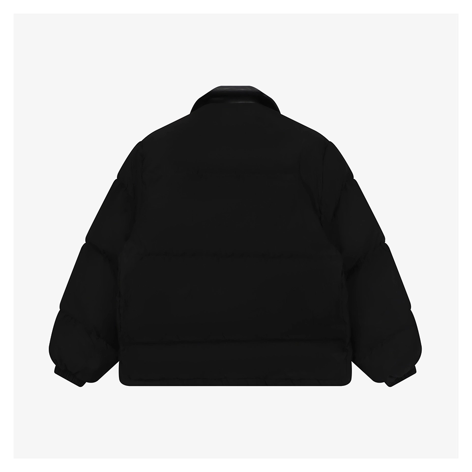 Mm Leather Collar Logo Down Jacket