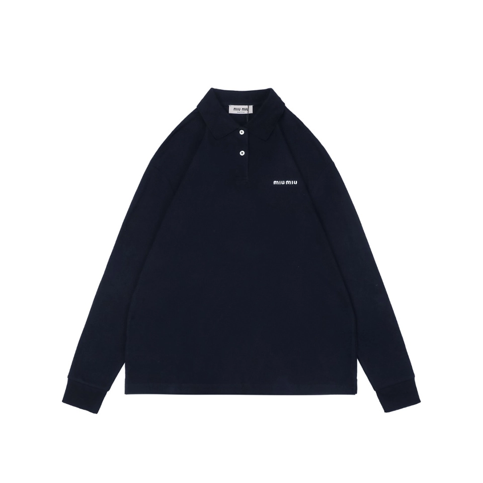 Miu-Miu-Logo-Embroidered-Cotton-Polo-Shirt5.jpeg.webp Mm Logo Embroidered Cotton Polo Shirt Navy