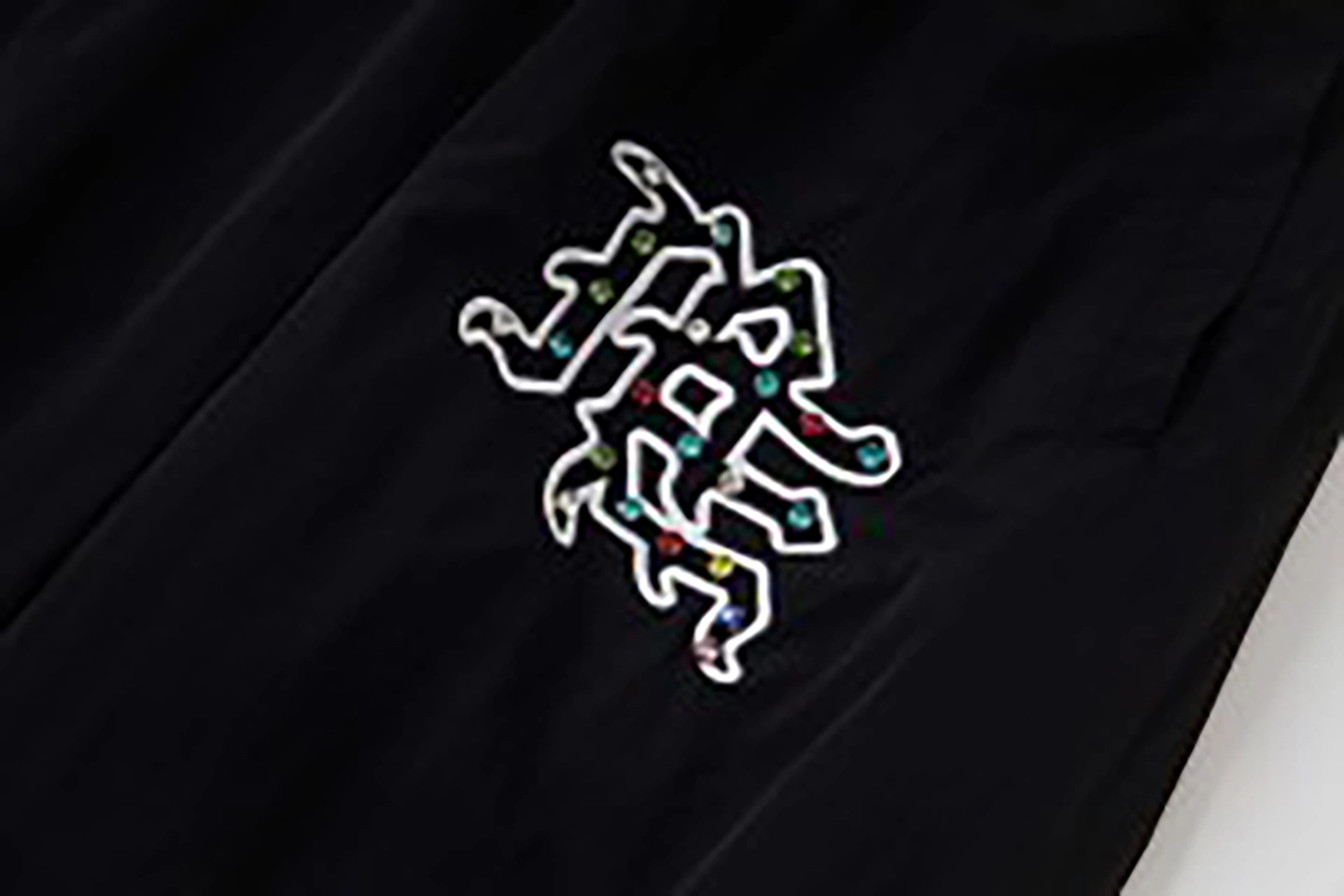 Mixed Emotion Reflective Gothic Script Black Pants