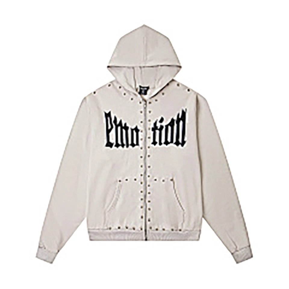 Mixed Emotion Studded Gothic Logo Hoodie