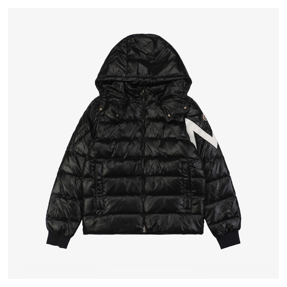 Mxxcler Chevron Stripe Detachable Hood Down Jacket