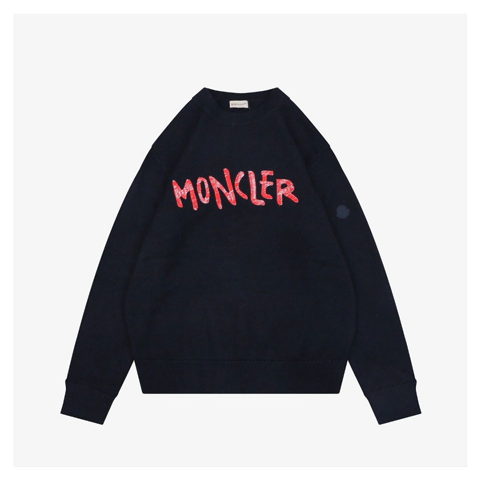 Mxxcler Graffiti Red Logo Embroidered Crewneck Knit Sweater