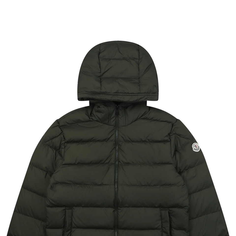 Mxxcler Ribbed Panel Arm Logo Hooded Down Jacket Mt 188