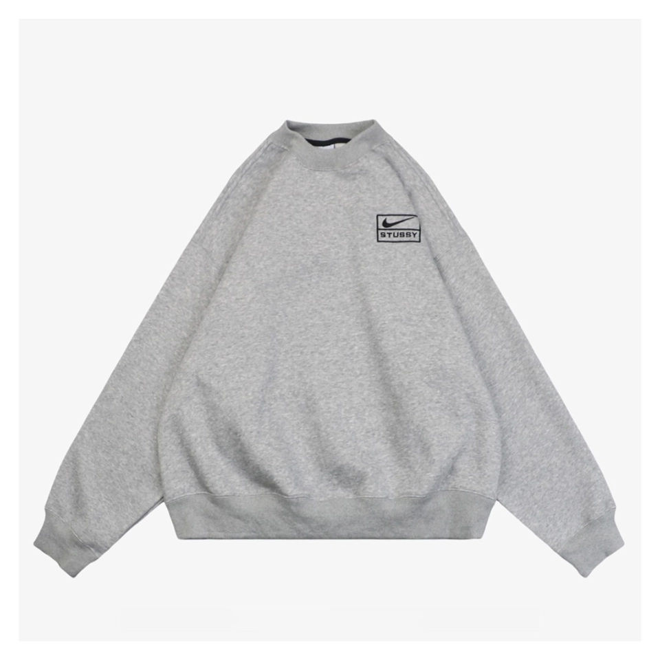 Nike X Stussy Box Logo Embroidered Fleece Crewneck Sweatshirt
