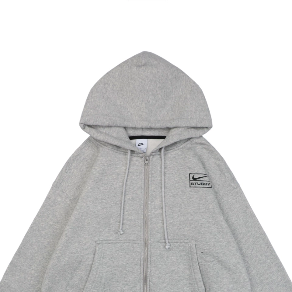 Nike X Stussy Box Logo Embroidered Fleece Lined Zip Hoodie