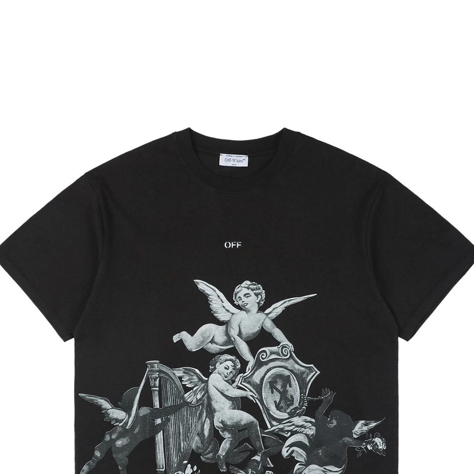 Off White Angel With Harp Graphic T Shirt
