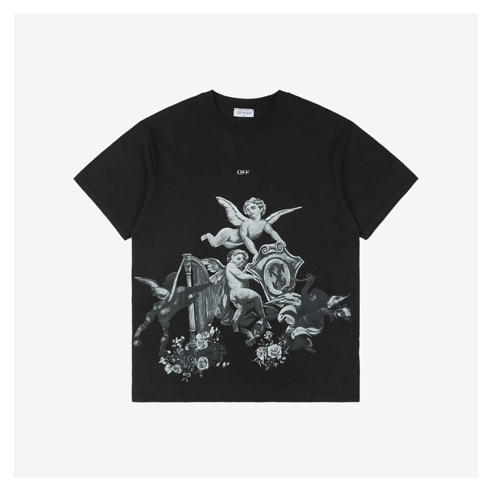Off White Angel With Harp Graphic T Shirt
