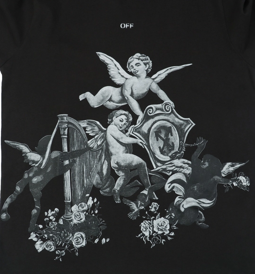 Off White Angel With Harp Graphic T Shirt
