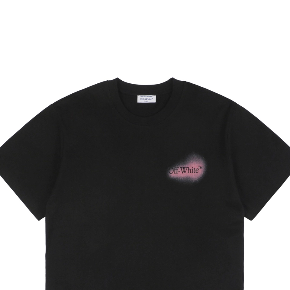 Off White Spray Paint Arrow Graphic T Shirt Black Pink