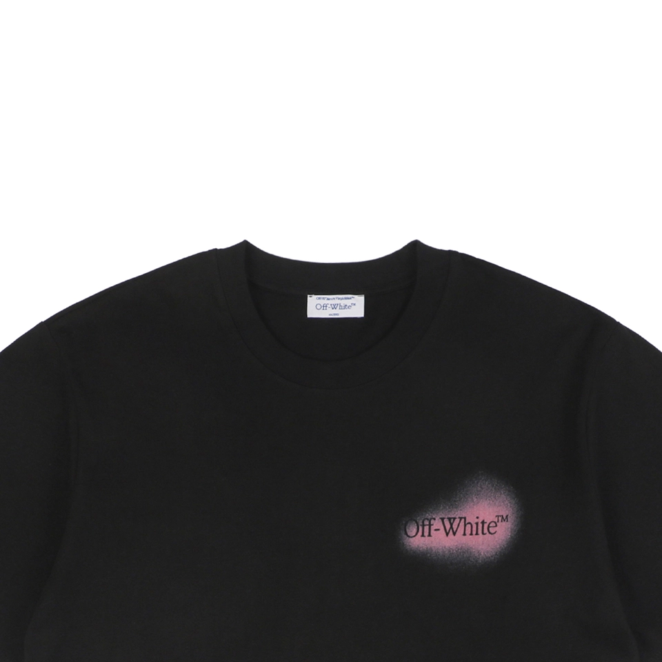 Off White Spray Paint Arrow Graphic T Shirt Black Pink