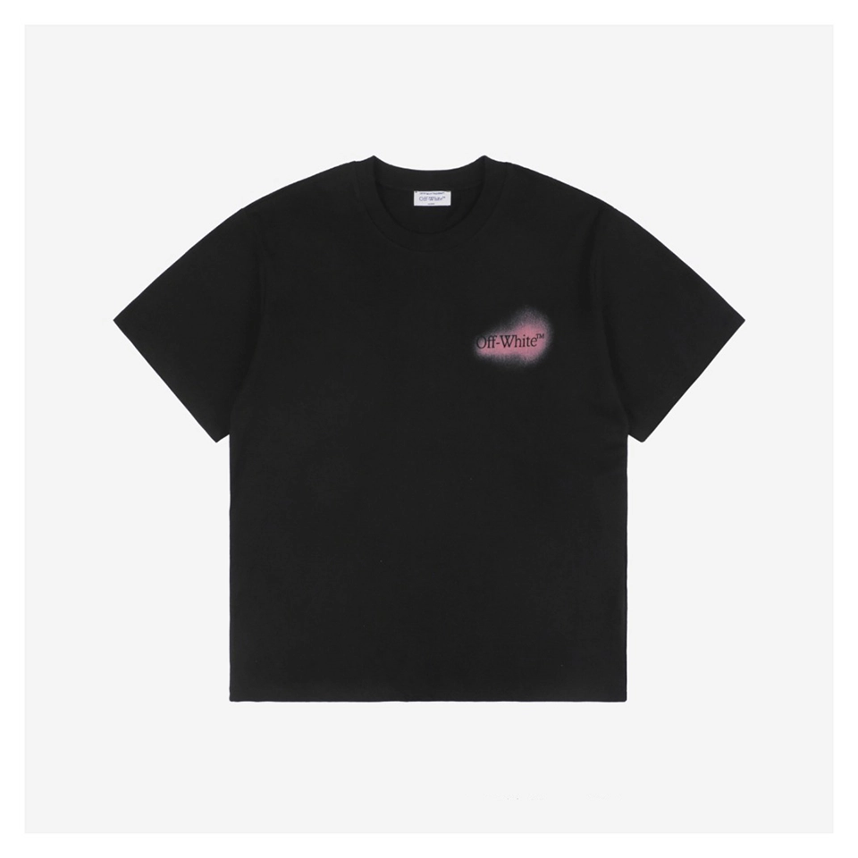 Off White Spray Paint Arrow Graphic T Shirt Black Pink