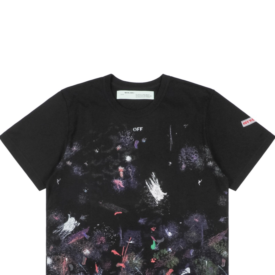 Off White Co Virgil Starry Fireworks Paint Splatter Arrows Print T Shirt