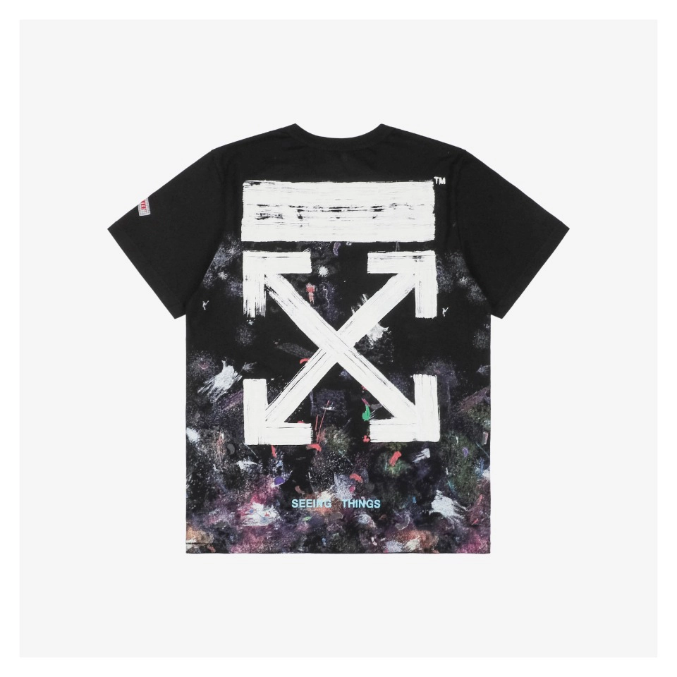 Off White Co Virgil Starry Fireworks Paint Splatter Arrows Print T Shirt