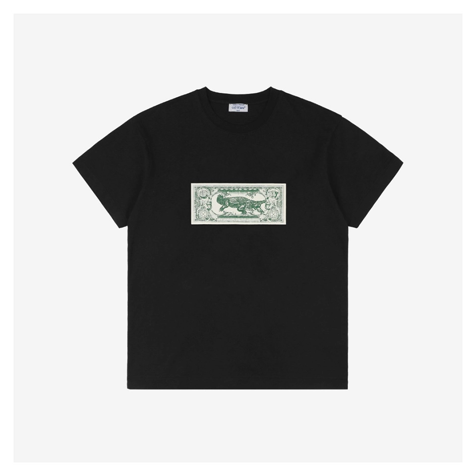 Off White Crocodile Dollar Print T Shirt