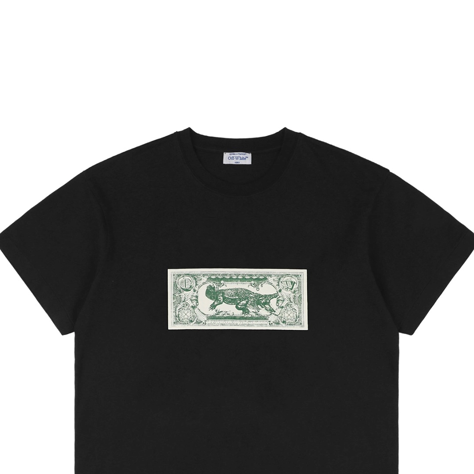 Off White Crocodile Dollar Print T Shirt