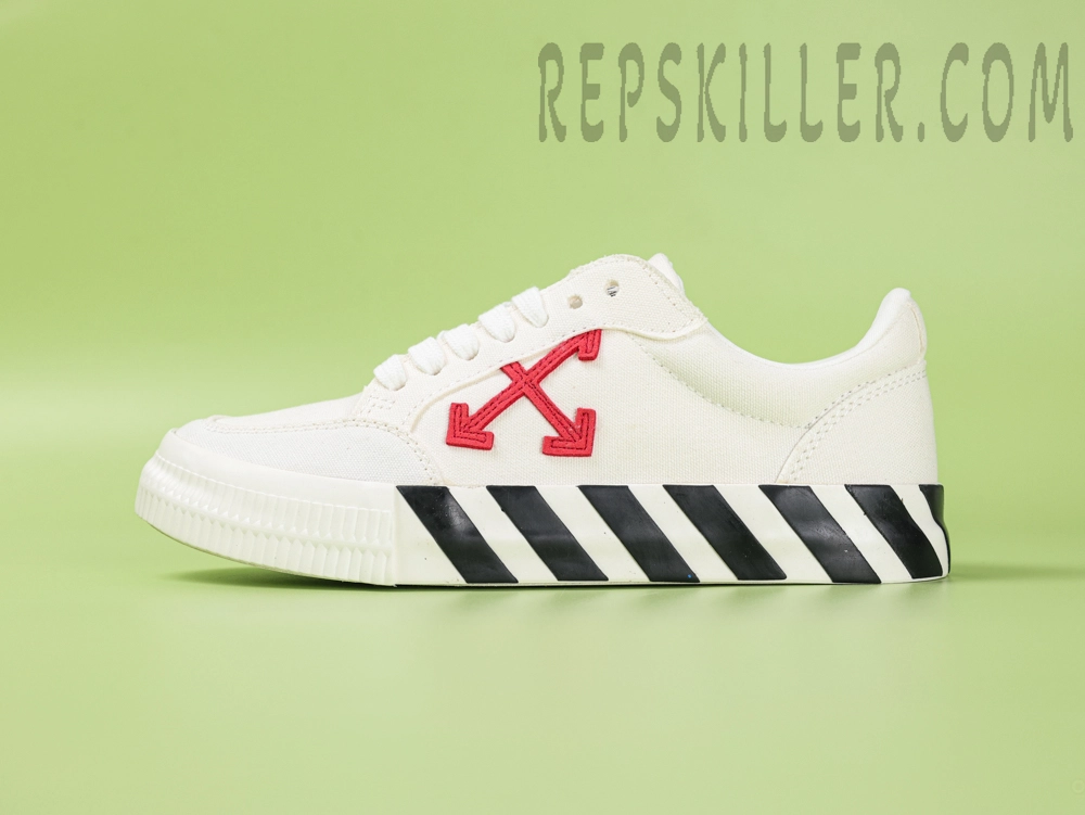Off White Vulc Low Canvas White Red