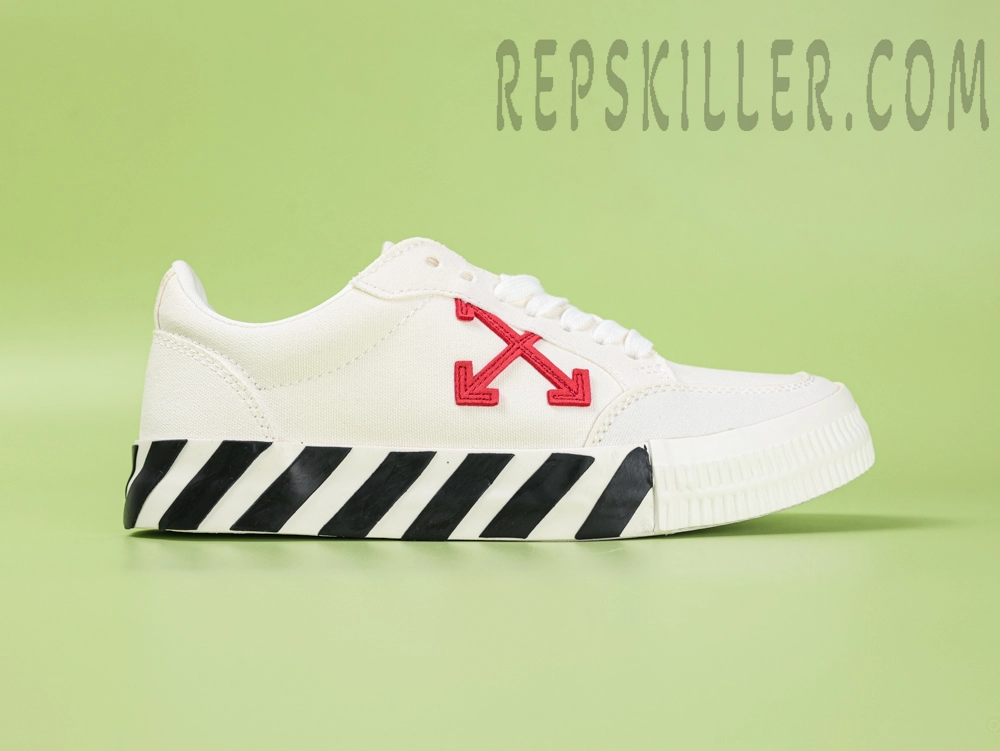 Off White Vulc Low Canvas White Red