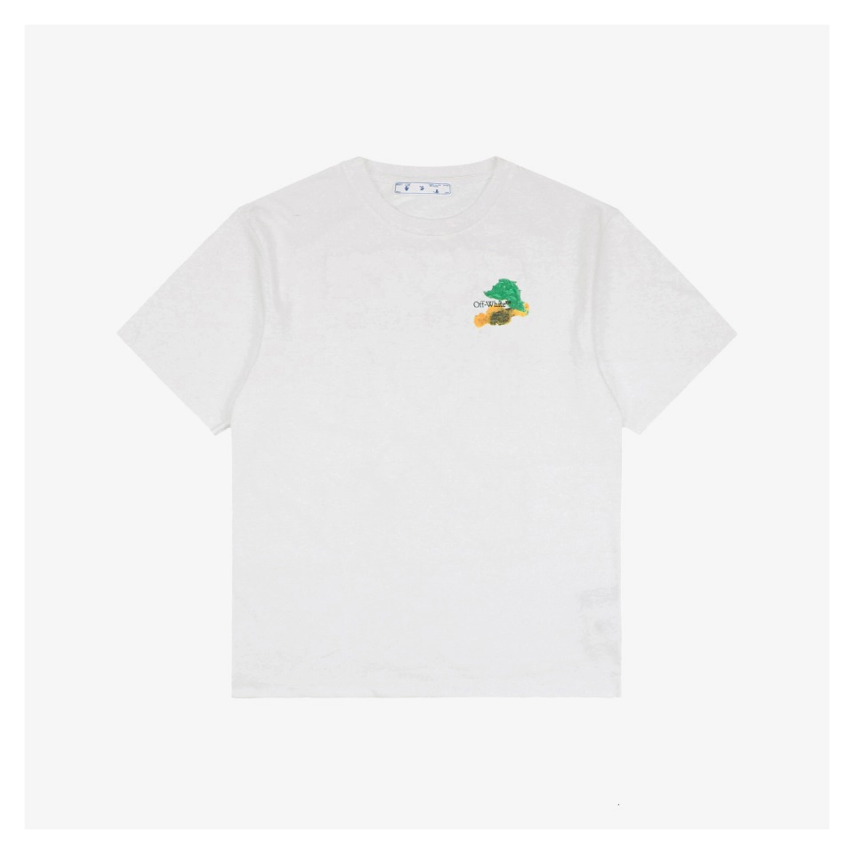 Off White Color Oil Paint Arrow Print T Shirt