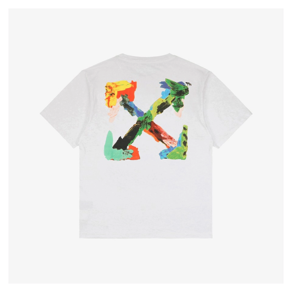 Off White Color Oil Paint Arrow Print T Shirt
