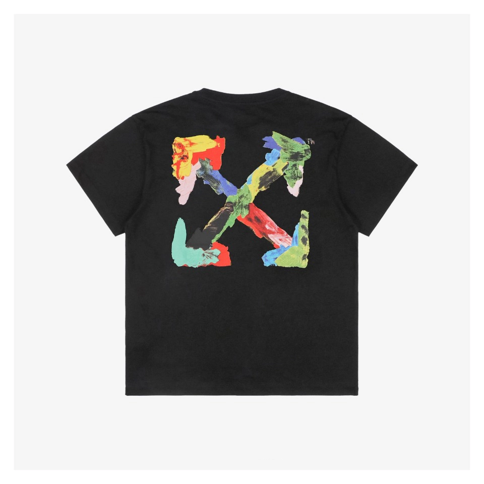 Off White Color Oil Paint Arrow Print T Shirt